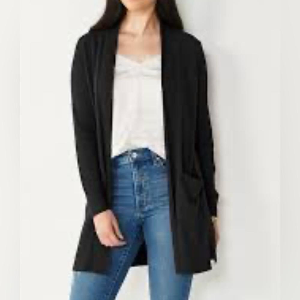 Nine West Black Open Front Duster/Cardigan-Sz XXL
